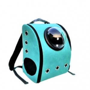 RUCSAC transport animale de companie din piele ecologica-turcoaz